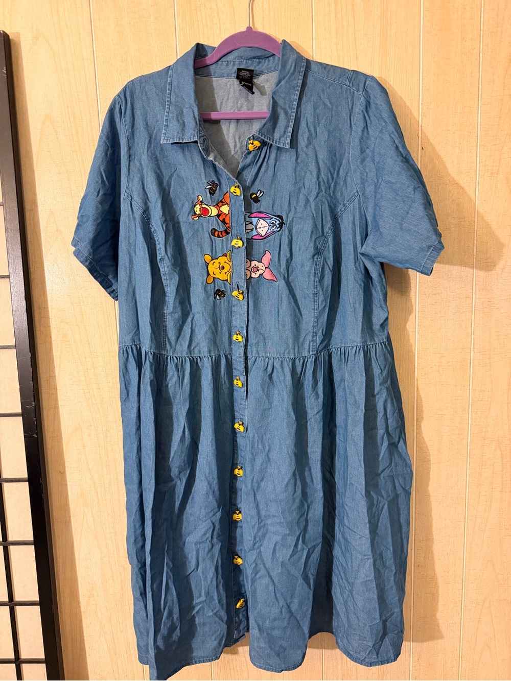 Disney Denim Dress with Winnie the Pooh Vintage/ Bee Buttons